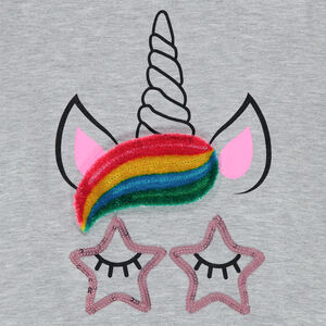 Camiseta de manga larga lisa con motivo colorido en relieve   