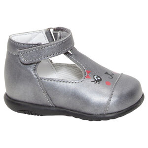 Salomés de cuero gris con print fantasía 