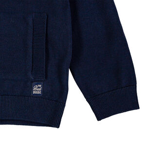 Gilet à capuche en tricot finitions bord-côte garçon 