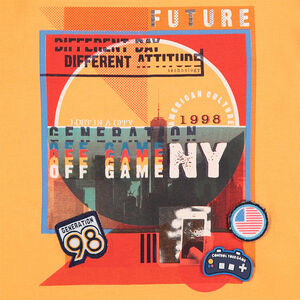 Camiseta de manga larga con efecto 2 en 1 bicolor y dibujo estampado 