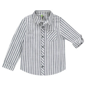 Camisa de manga larga a rayas con mangas que se pueden recoger 