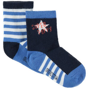 Juego de 2 pares de calcetines con rayas y estrellas de jacquard 
