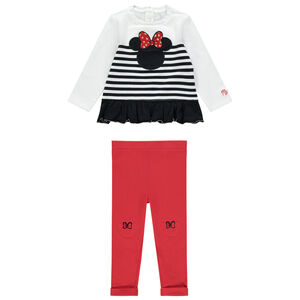 Jogging aec sweat volanté Minnie Disney et legging rouge 