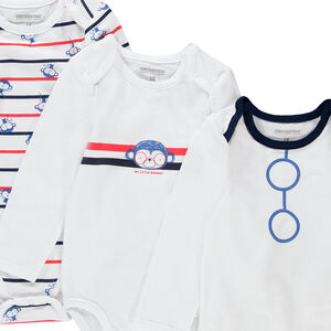 Juego de 3 bodys de algodón de manga larga con monos estampados 