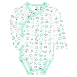 Body de manga larga de punto con estampado ©Smiley Baby  all over. 