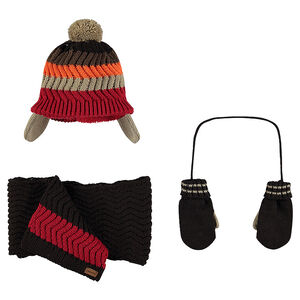 Conjunto gorro con forro de tela sherpa bufanda manoplas de punto elástico 