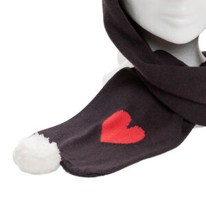 Gorro de bufanda de punto con pompón y corazón de jacquard 