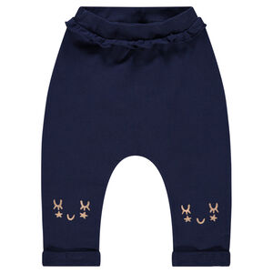 Pantalón de chándal de felpa lisa con detalles estampados 