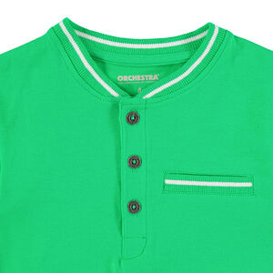 Polo de manga corta de algodón con detalles acanalados 