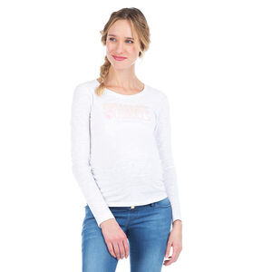 Camiseta de manga larga de premamá con inscripción iridescente 