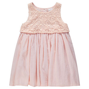 Vestido bimaterial de encaje de crepé  Main Vestido bimaterial de encaje de crepé