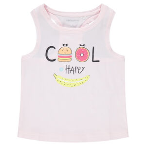 Camiseta de algodón sin mangas con estampado de fantasía por delante  Main Camiseta de algodón sin mangas con estampado de fantasía por delante