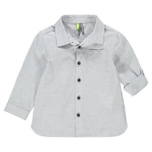 Camisa de manga larga con rayas finas all-over 