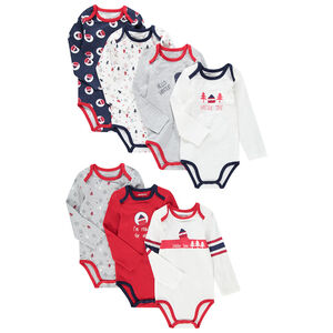 Juego de 7 bodies de manga larga con estampado de abeto 