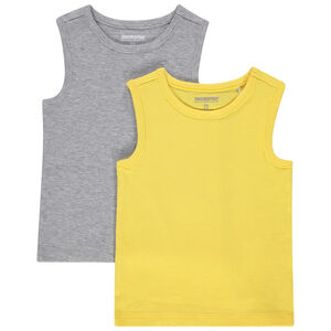 Juego de 2 camisetas sin mangas de algodón ecológico lisas 