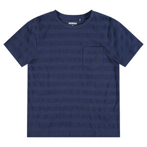 Camiseta de manga corta con bolsillo y rayas 