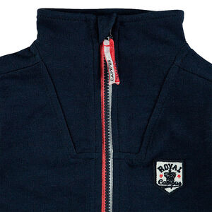 Chaqueta de felpa con amplia banda e inscripción en la espalda 