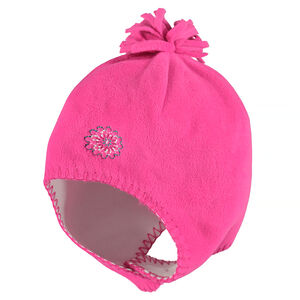 Gorro con orejeras de micropolar con pompón y bordados coloridos 