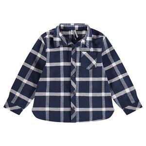 Júnior - Camisa de manga larga a cuadros de franela y con bolsillo 