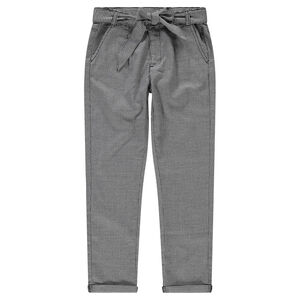 Júnior - Pantalón recto con micro pata de gallo y cordones que se anudan  Main Júnior - Pantalón recto con micro pata de gallo y cordones que se anudan