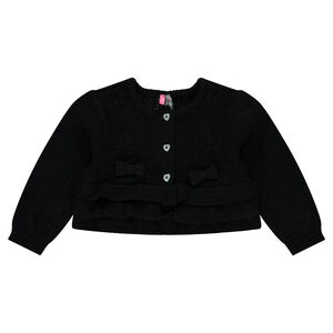 Chaqueta de punto con volantes y botones en forma de corazón 