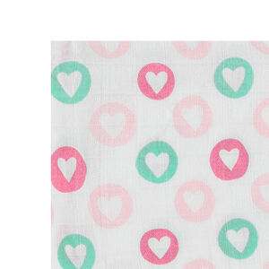 Muselina de fibra de bambú 100 x 100 cm con corazones estampados all over 