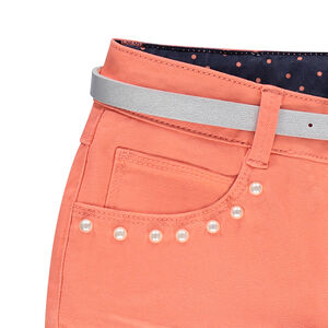 Júnior - Pantalón slim con efecto arrugado y piedrecitas de fantasía y cinturón  Main Júnior - Pantalón slim con efecto arrugado y piedrecitas de fantasía y cinturón