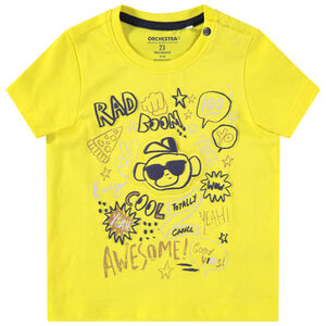 Camiseta de manga corta de punto con estampados de relieve en la parte delantera 