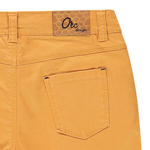 Pantalón slim de raso de algodón color mostaza 