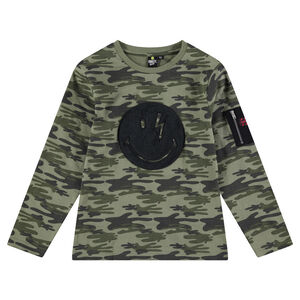 Júnior - Camiseta de manga corta con estampado de camuflaje con bolsillo 