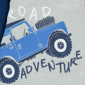 Pijama de algodón bio estampado 4x4 y rayas  