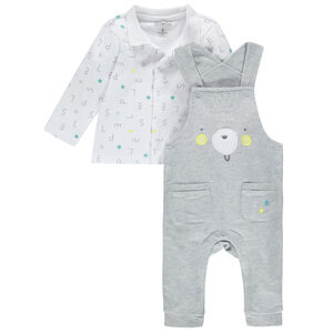 Conjunto Peto jaspeado y polo estampado en algodon bio 