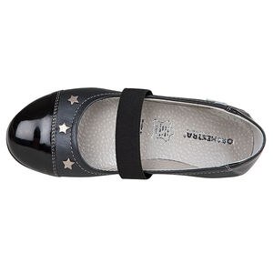 Zapatos merceditas con cinta elástica de cuero de color negro con remaches 