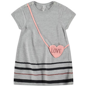 Vestido de manga corta de punto con efecto bandolera con forma de corazón 