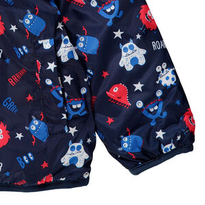 Cortavientos estampado y liso de micropolar con monstruos estampados 