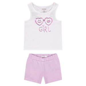 Pijama con camiseta sin mangas y short con estampado de gafas  Main Pijama con camiseta sin mangas y short con estampado de gafas