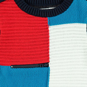 Jersey de punto con contrastes y cremallera en la parte delantera 