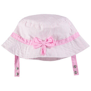 Sombrero tipo charlotte con corazones estampados all over y lazo 