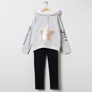 Jogging de felpa con sudadera motivo  estrella en lentejuelas  