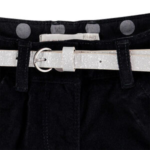 Pantalón corto de terciopelo raso y cintura brillante plateada  Main Pantalón corto de terciopelo raso y cintura brillante plateada