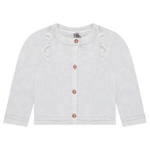 Chaqueta de punto jaspeado con volantes 