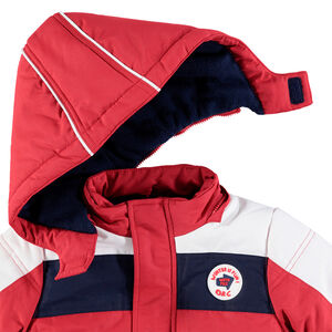 Mono de esquí impermeable rojo liso con forro de micropolar 