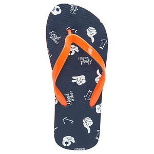 Chanclas con manos estampadas y tira naranja 