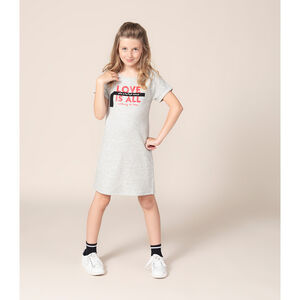 Júnior - Vestido de manga corta de felpa con mensaje estampado  Main Júnior - Vestido de manga corta de felpa con mensaje estampado