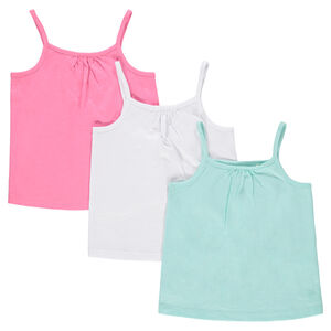 Juego de 3 camisetas lisas de algodón con finos tirantes 