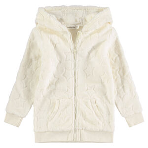 Chaqueta con capucha de borreguito con motivo en relieve 