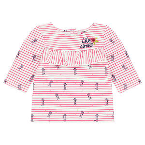 Marinera con volantes y rayas con estampado all over 
