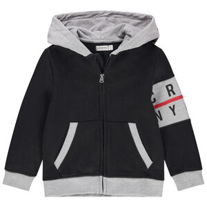 Gilet à capuche en molleton à inscriptions printées 