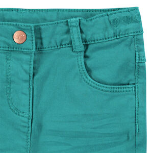 Pantalón slim de algodón teñido con efecto crinkle con corazones bordados en la cintura  Main Pantalón slim de algodón teñido con efecto crinkle con corazones bordados en la cintura