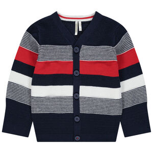 Chaqueta de punto de rayas que contrastan 
